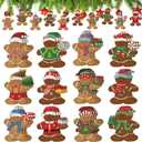 36 Pcs Gingerbread Ornaments for Tree Gingerbread Christmas Decorations Wooden Ginger Bread Man Ornament Xmas Hanging Crafts Cutout Wood Decoration Home Indoor Decor Holiday Party Supplies Winter