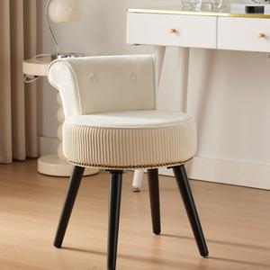 White Velvet Vanity Stool with Back - Vanity Chair with Back Small Chair for Vanity Tufted Accent Chairs Makeup Chair for Bedroom Bathroom and Living Room White Velvet Vanity Stool with Back - Vanity Chair with Back Small Chair for Vanity Tufted Accent Chairs Makeup Chair for Bedroom Bathroom and Living Room