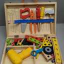 Kids Tool Set with Electric Drill, 46 Pcs Wooden Toddler Play Tools Set with Tool Box, Montessori STEM Educational Construction Building Toy for 3 4 5 6 Year Old Boys Girls Birthday Gifts