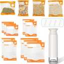 15pcs Vacuum Sealer Kit, Reusable Sous Vide Bags(1pc Manual Pump + 20 Bags + 6 Clips), PA+PE Material, Airtight Food Storage for Freshness, Ideal for Cooking, Meal Prep & Long-Term Freshness