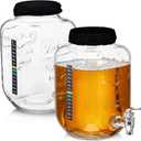 1 Gallon Kombucha Brewing Jar Kit Continuous Kombucha Brewing Starter Kit, 2 Pack 1 Gallon Glass Jar with Dispenser Tap, 6 Temperature Strips, 2 Elastic Cloth Covers for Home Fermentation