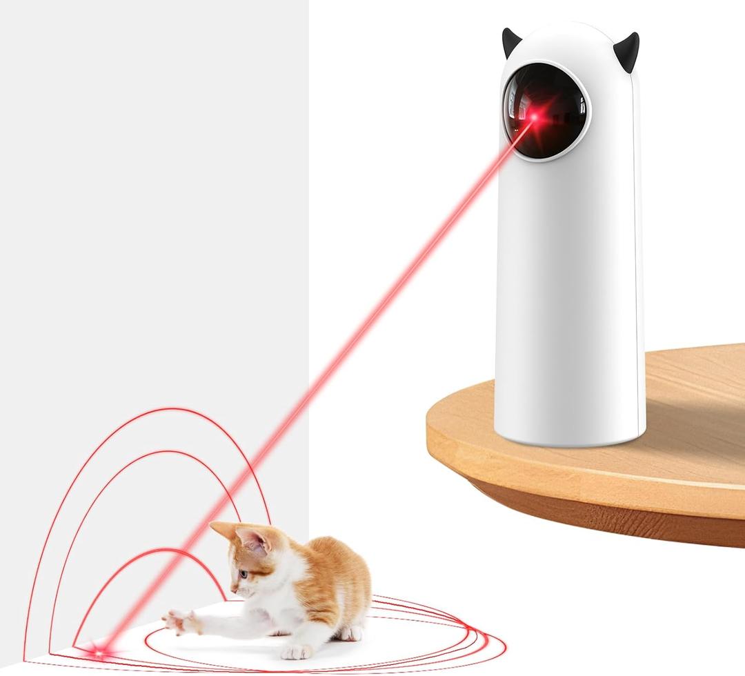 Laser Cat Toys for Indoor Cats, [2025 Newly Upgraded] Real Trajectory Motion Activated Cat Toy, Automatic Laser Pointer Interactive Automated Cat Toys for for Bored Indoor Adult Cats/Dogs/Kittenes (White)