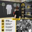 SlatWall Paneling 4x8 FT, PVC Slat Wall Panels with 16 Hooks Heavy-Duty Garage Organization System, Slatwall Pegboard Suitable for HomeGarageShop Wall Display & Organization (Black)
