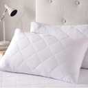 Anti Allergy Quilted Pillow Protectors Queen 2 Pack White