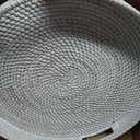 Coffee Table Tray Round Rattan Ottoman Tray Woven Serving Trays with Handles for Home and Kitchen Decorative Whitewash (Large 16.9 inch)