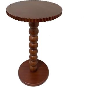 Slot Edge Round Side Table - Small Space Accent Table w/Solid Wood Leg - 12" Modern Drink Table, Nightstand for Bedroom, Living Room, Office & Tight Corners (Brown)