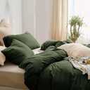 JIYUAN  Dark Olive Green Duvet Cover Queen Size 3 Pieces, Soft & Lightweight Quilt Cover Set - 1 Neutral Duvet Cover with Zipper Closure
