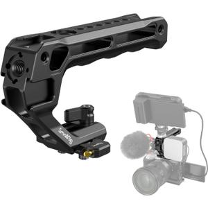 SMALLRIG Lightweight NATO Top Handle, Quick Release NATO Grip w/NATO Rail for DSLR Camera Cage, Universal Top Handle with 5 Cold Shoe Adapters - 4345 Black