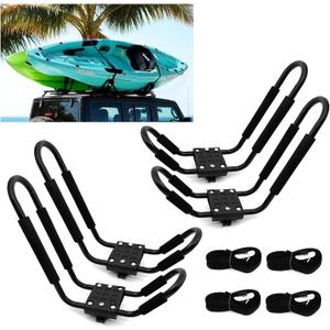 2 Pairs Kayak Roof Rack J-Bar Carrier Holder Car Top Mount Racks for Canoe, SUV, Cars, Truck, Surf Ski, for Trip