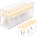 HOMEHIVE Acrylic Jewelry Box Organizer, Clear Jewelry Organizer Holder with 20 Portable Anti Tarnish Jewelry bags, Travel Jewelry Case for Earrings/Rings/Necklaces for Women Girls, Yellow