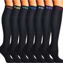 Double Couple 7 Pairs Copper Compression Socks for Men Women Knee High Stockings Support Socks for Sports