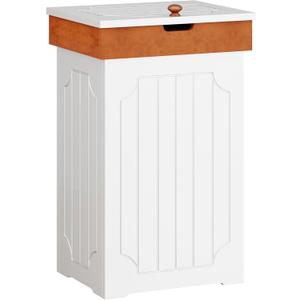 Function Home Trash Can Cabinet, 13 Gallon Kitchen Garbage Can, Wooden Recycling Trash Bin, Dog Proof Trash Can, Trash Cabinet with Lid for Home Kitchen Bathroom, White