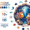 Wooden Puzzles for Adults - Clownfish Journey Wooden Jigsaw Puzzle, Unique Animal Shaped Wood Puzzles Adult, Christmas Birthday Gifts for Friends/Family, Home Decor 11.4 * 11.2in 195pcs (Medium)