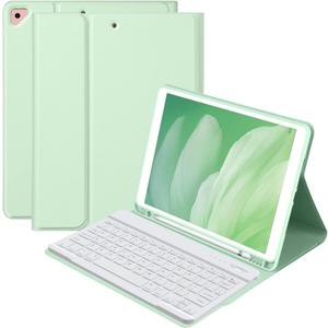 BQSS Keyboard Case for ipad 10.2" 9th/8th/7th Gen,Wireless Magnetic Detachable Keyboard for iPad 9th/8th/7th, for iPad Air 3rd Gen Stand Tablet Cover Case with Built-in Pencil HolderGreen
