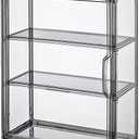 3 Tiers Acrylic Display Case with 2 Division Boards, Acrylic Storage Organizers Box with Magnetic Door, Wall-Mounted Dustproof Showcase for Makeups, Purses, Figure