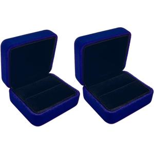 GBYAN 2 Pieces Velvet Ring Box, Jewelry Display Gift Box, Ring Case for Proposal,Engagement, Wedding,Blue