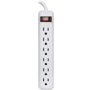 Prime Wire & Cable Prime Wire PB801118 6-Outlet Power Strip with 14-3 SJT 1.5 Foot Cord, White | Key ID Tags and Organizer