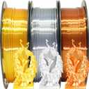 3 x Shiny Silk Gold Silver Copper PLA Filament Bundle, 1.75mm 3D Printer Filament, Each Spool 0.5kg, 3 Spools Pack, with One 3D Printer Remove or Stick Tool MIKA3D
