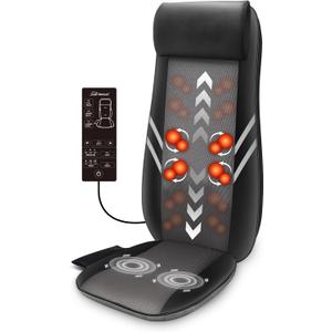 Snailax Shiatsu Back Massager with Heat for Home & Office, Full Back Massage Chair Pad with 8 Kneading Nodes, Vibration Seat Cushion, Chair Massager for Office Workers, Seniors, Mom, Dad Gifts Father