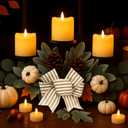 Thanksgiving Centerpieces for Table with 3 Candle Holders Thanksgiving Table Decorations Fall Harvest Decor with Pumpkins for Home Fireplace Mantel