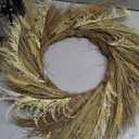 Dried Wheat Wreath, Fall Wreath for Front Door, Pampas Dried Flower for All Seasons, Boho Wall Decor, Farmhouse Rustic Floral DIY Wreath Arrangement