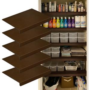 Walnut 12x46 in 5-Pack wire rack cover is a heavy duty shelf liner for renters in bathroom, 46x12x2.5in