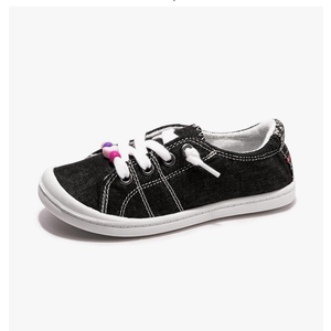 FUNKYMONKEY Girls Canvas Sneakers Lace up Lightweight Casual School Shoes for Toddler/Little Kids / Size 1 Little Kid