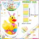 Hungdao 4ft Easter Inflatable Duck with Bunny Ears Blow up Kit, Easter Golf Cart Decorations with Garlands Streamers Fan Flag for Parade Car Yard Outdoor Party Decor