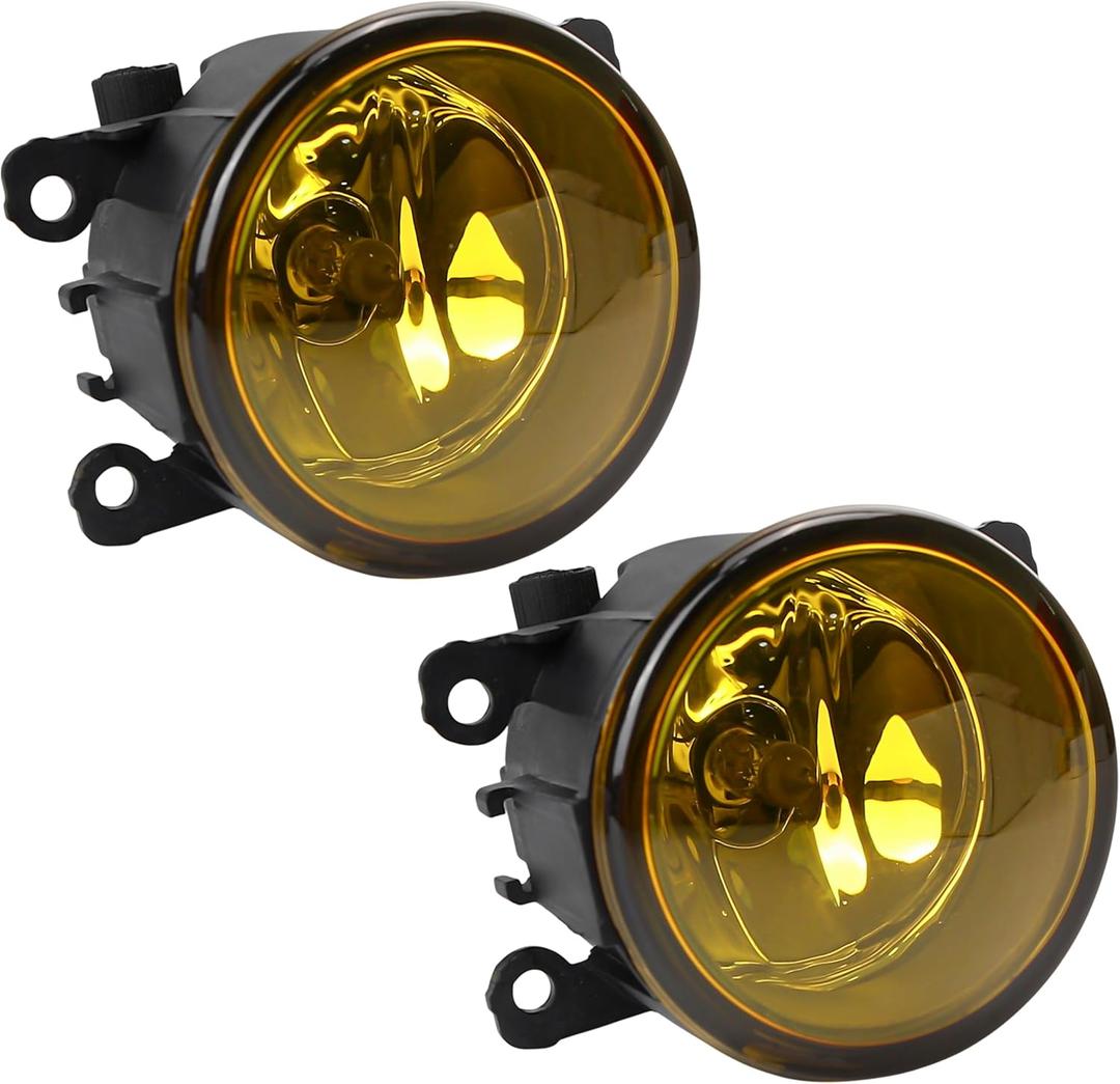 1 Pair Bumper Yellow Lens Fog Light Lamp Assemblies Driving Fog with 55W H11 Halogen Bulbs Compatible with Acura for Ford for Honda for Jaguar for Lincoln for Subaru for Suzuki Replacement