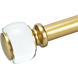Adjustable 36-72'' Warm Gold Curtain Rods for Windows 24-68'', 1'' Diameter Heavy Duty Window Drapery Rod with Acrylic Knob Finials, Single Decorative Window Treatment Rod, Easy Install