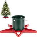 Christmas Tree Stands for Real Trees Metal Christma Tree Holder Base for 6ft Live Tree Red & Green Fits Up to 4.7" Xmas Tree Trunks for Home Party Xmas Decor