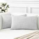 OTOSTAR Linen Throw Pillow Covers Set of 2 Decorative Lumbar Pillowcases Cushion Covers 16x24 Inch for Home Decor Sofa Bedroom Car 40 x 60 CM Light Grey