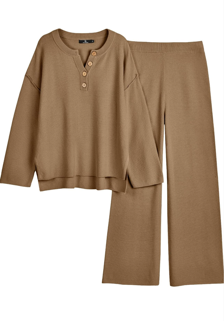 LILLUSORY Women's 2 Piece Lounge Sets Oversized Slouchy Matching Cozy Knit Sets L