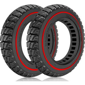 10x2 Solid Tire: Replacement for 10x2.125 Original Tire, Fit for Ninebot F25 F30 F35 F40 F65 F65I F25I D18W D28U D38E, 10 inches Electric Scooter Front Rear Replacement Wheels Red 2pcs