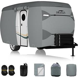 Travel Trailer Cover, 7 Layers Fiberglass Camper RV Cover (Fits 13' - 16' Trailers), Tear Resistant Waterproof Motohome Trailer Cover