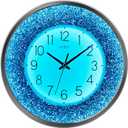 OCEST 12 Inch Wall Clocks Crushed Diamond Night Light, Silent LED Sparkle Glow in The Dark Decorative Large Display Clock for Bedroom, Living Room, Kitchen - Blue