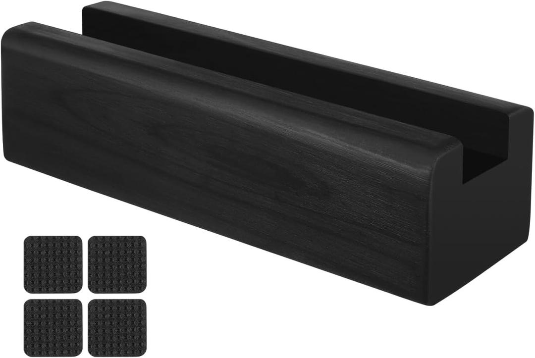 Wooden Mirror Stand Multi-Use Floor Mirror Support Base, Anti-Slip Wooden Holder for Full Length Ideal for Home Decor and Daily Use 9.84 X 2.95 X 2.67 Inches, Black