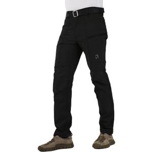 Ellobird Mens Flex Cargo Hiking Pants, Waterproof Stretch Lightweight Trousers (34W x 34L, Black Knight)