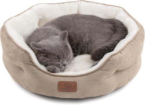 Bedsure Dog Beds for Small Dogs - Round Cat Beds for Indoor Cats, Washable Pet Bed for Puppy and Kitten with Slip-Resistant Bottom, 20 Inches, Camel