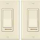 BESTTEN 2 Pack Almond Dimmer Wall Light Switch, Compatible with Dimmable LED, CFL, Incandescent and Halogen Bulb, Single Pole or 3-Way Dimmer Switches, 120VAC, Decorator Wall Plate Included