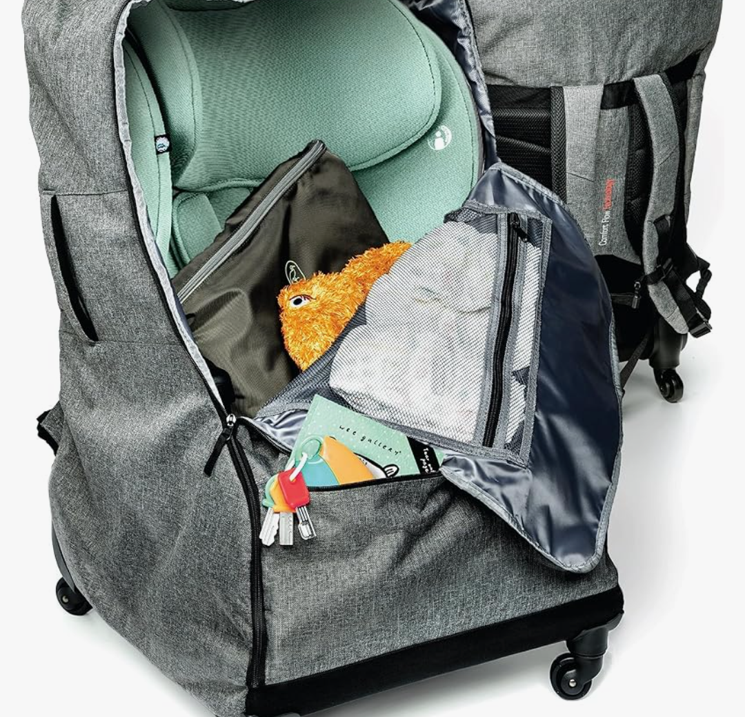 Car Seat Travel Bag With Wheels - 3 In 1 Padded Carseat Carrier Backpack With Extra Storage To Cover All Your Toddler Airplane Travel Essentials - Baby Car Seat Bags For Air Travel