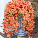 Hibiscus Fall Flowers Artificial for Decoration, 4pcs Orange Silk Hibiscus Trailing Vines Fake Hanging Flowers Plants Realistic UV Resistant Faux Flowers for Outside Planters Porch Patio Yard Indoor