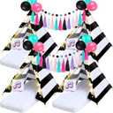 Windyun 4 Pack Teepee Tents for Kids Slumber Party with Air Mattress,Light,Pillows,Music Theme Sleepover Tents for Girls Party,Natural Cotton Kids Teepee for Indoor Outdoor