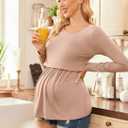 Ekouaer Women's Nursing Tops Long Sleeve Nursing Shirts Double Layer Maternity Clothes 3 Packs Breastfeeding Shirts (Black, XXL)