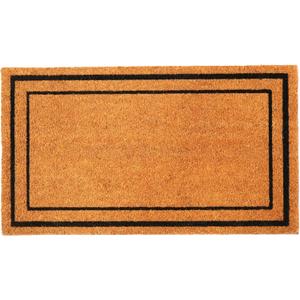 Welcome Doormats, Natural Coco Coir Mats with Non-Slip PVC Backing, Indoor Outdoor Mats for Home & Office, Floor Mats for Door Decor, Plain Entry Mat with Border, Beige & Black, 30"x17"
