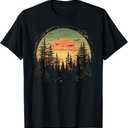 Retro Wilderness Bear Trees Reflection Outdoor Forest TShirt (M, Black)