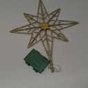 hogardeck Christmas Tree Topper, 11 Inches Lighted Gold Glittered 8-Point Star Tree Topper, 30 LED Sparkling Tree Toppers Christmas Decorations, Battery Powered Timer Xmas Treetop Star Decor