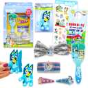 Bluey Hair Accessories Set - Bundle with Hair Ties, Claw Clip, Brush, Barrettes, Stickers, and More | Bluey Accessories for Girls, Kids