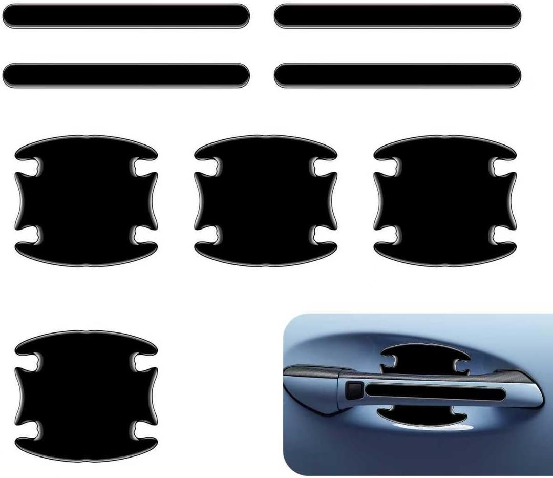 8 PCS Car Door Handle Sticker, Waterproof Paint Protection for Door Bowl & Handle, Anti-bumping Anti-scratch Protector Film, Universal Car Exterior Accessories (Black)