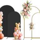 Arch Backdrop Stand and Cover Set, 3 Metal Balloon Arch Backdrop 7.2ft 6ft, Gold Arched Stand Frame for Wedding, Parties,Birthday, Backdrop Decorations (Black,7.2ft+6ft)